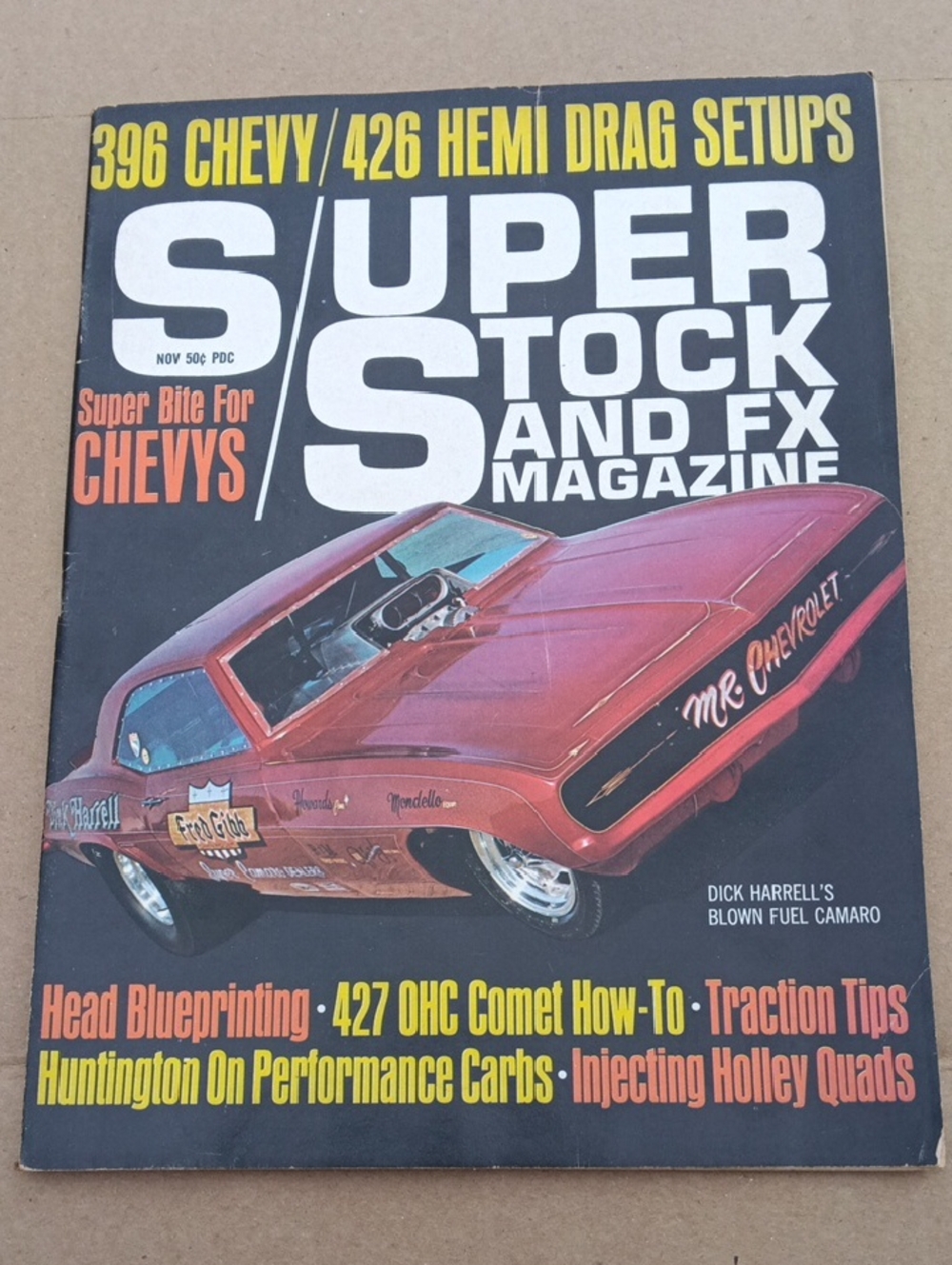 Super Stock and FX Magazine - Red Muscle Car Cover Nov 1969